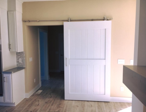 4 FT Custom White Barn Door with Stainless Steel