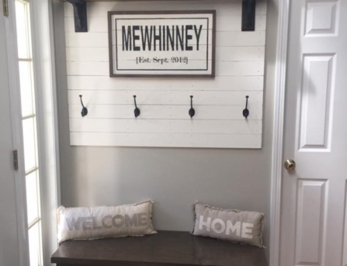 Entryway Hall Tree Bench with Shiplap Wall and Shelf