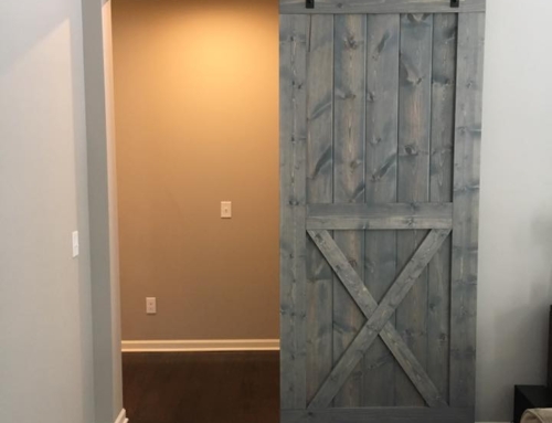 Standard Barn Door in Weathered Gray with X Design
